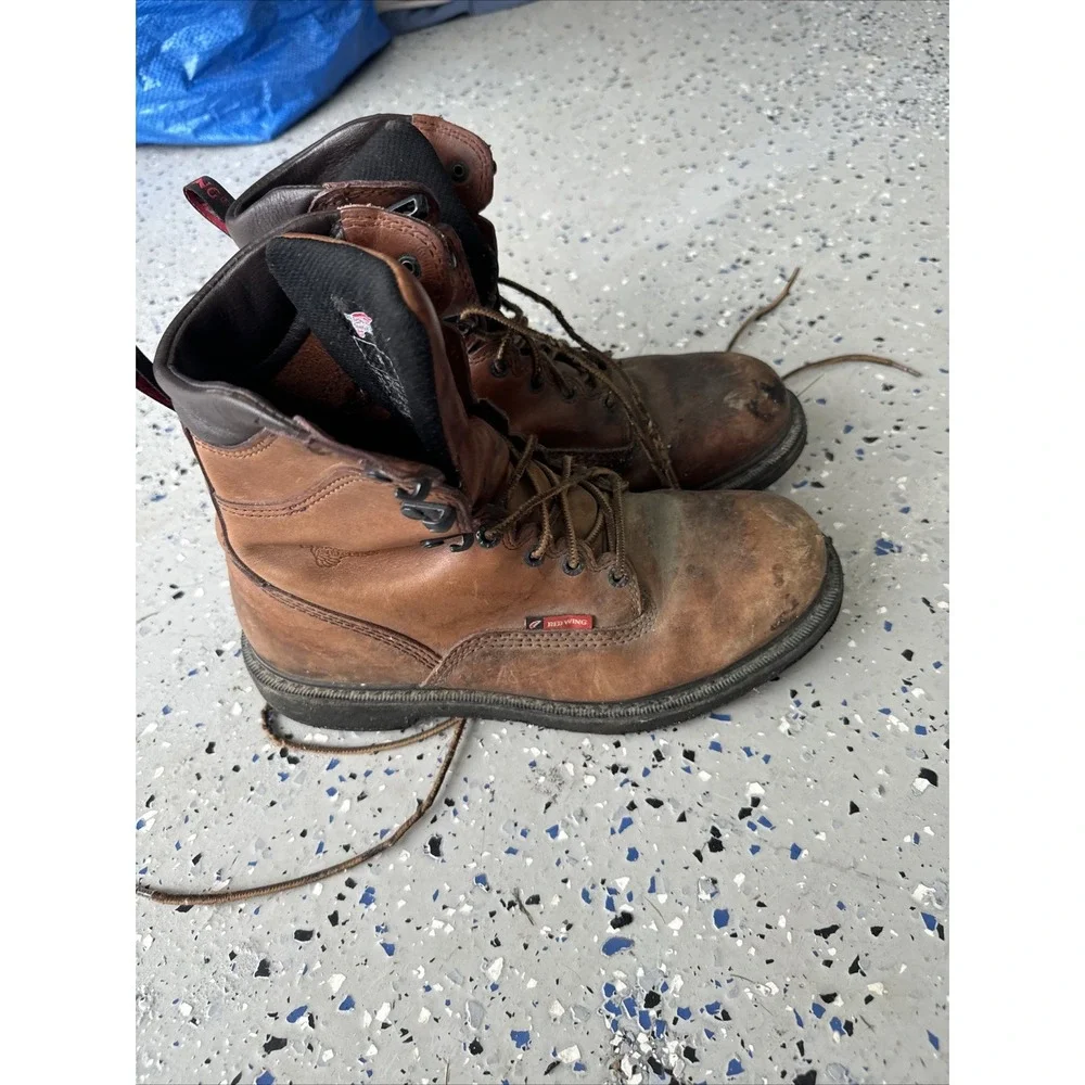 Red Wings Factors Brown‎ Leather Boots Size 8.5 Flaws Vintage Style 508